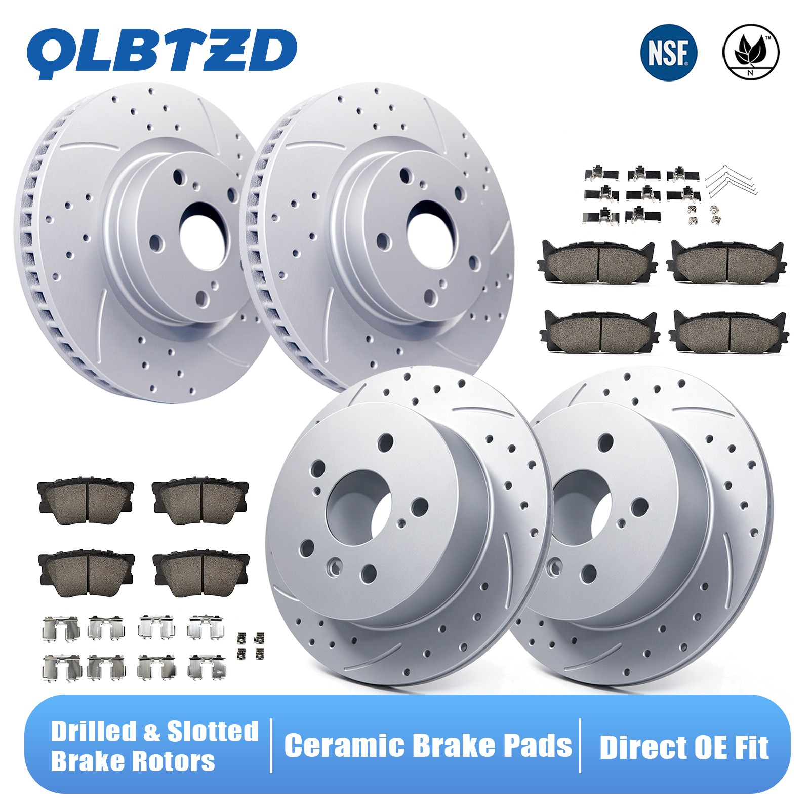 Front Rear Disc Rotors Brake Pads for 2013-2017 Toyota Camry Avalon Lexus ES350