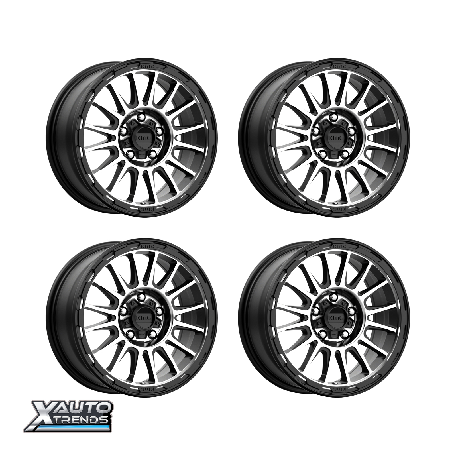 KMC KM542 Impact Satin Black Machined 17X8 5X108 38mm (Set of 4)