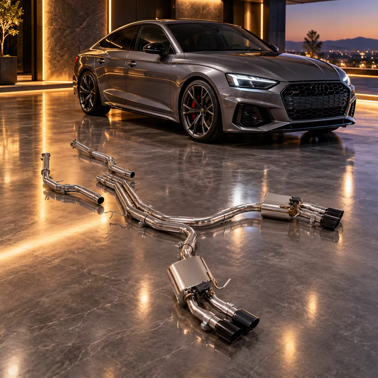 Benni Valved Cat-Back Exhaust Audi S5 S4 B9 B9.5 3.0T 2018-2025 Quad Tip 304 SS
