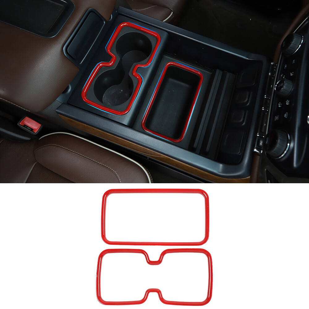 Center Storage Cup Holder Trim Decor For GMC Sierra Chevy Silverado 2010-17 Red