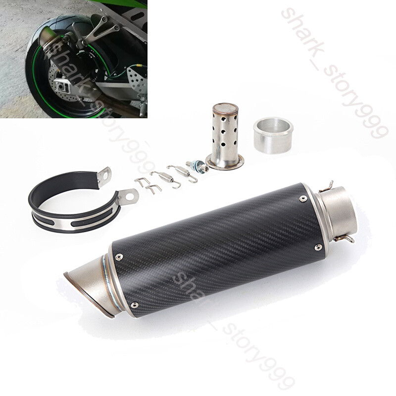 Universal 60.5mm Exhaust Tips Motorcycle Carbon Muffler Pipe 270mm 310mm 370mm