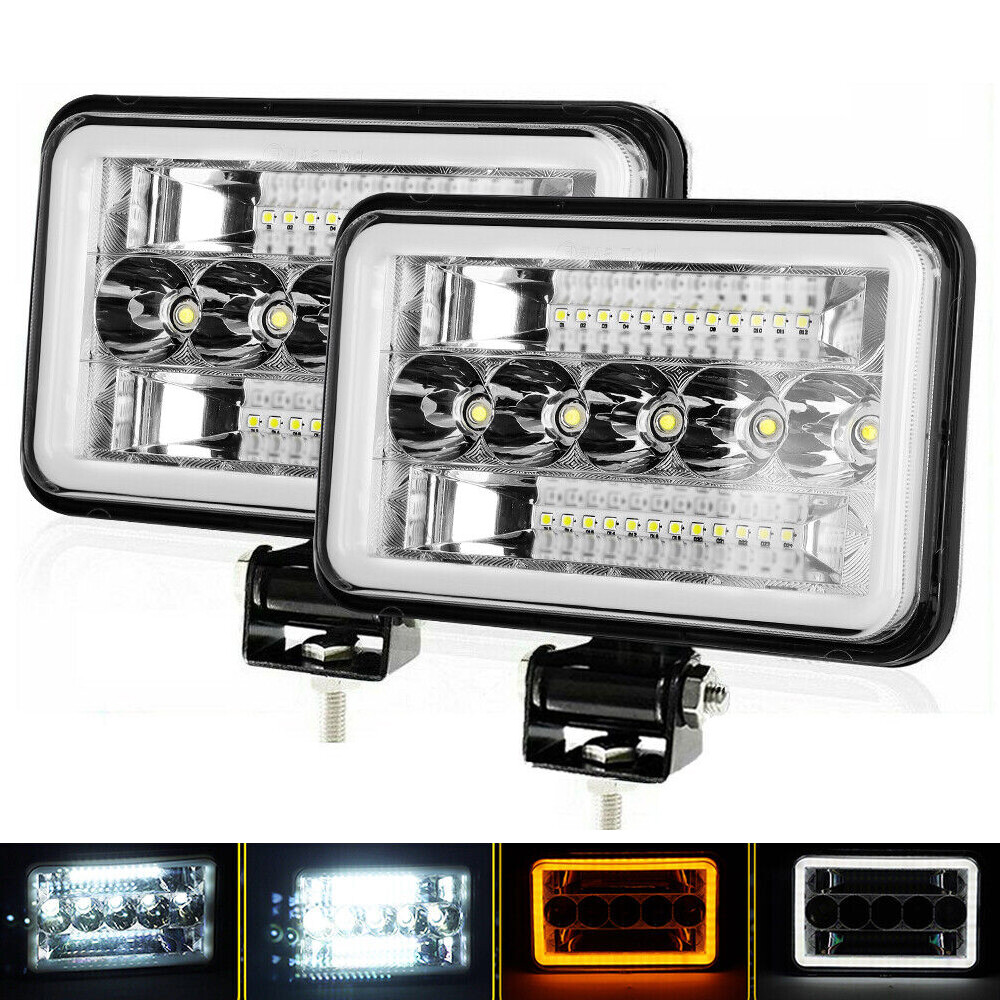 2PCS 4X6'' LED Work Lights Hi/Low Lamp Driving DRL Headlight + Mounting Brackets 2PCS 4X6'' LED Work Lights Hi/Low Lamp Driving DRL Headlight + Mounting Brackets
