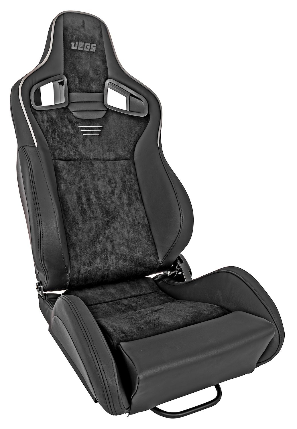 JEGS Racing High Back Sport Seat, Black Suede Center Panels & Black Vinyl