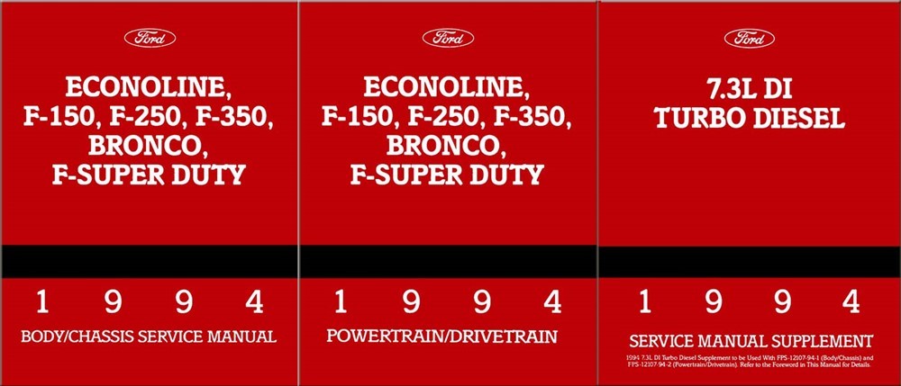 1994 Ford Truck F-150, F-250, F-350 Factory Shop Service Manual 1994 Ford Truck F-150, F-250, F-350 Factory Shop Service Manual