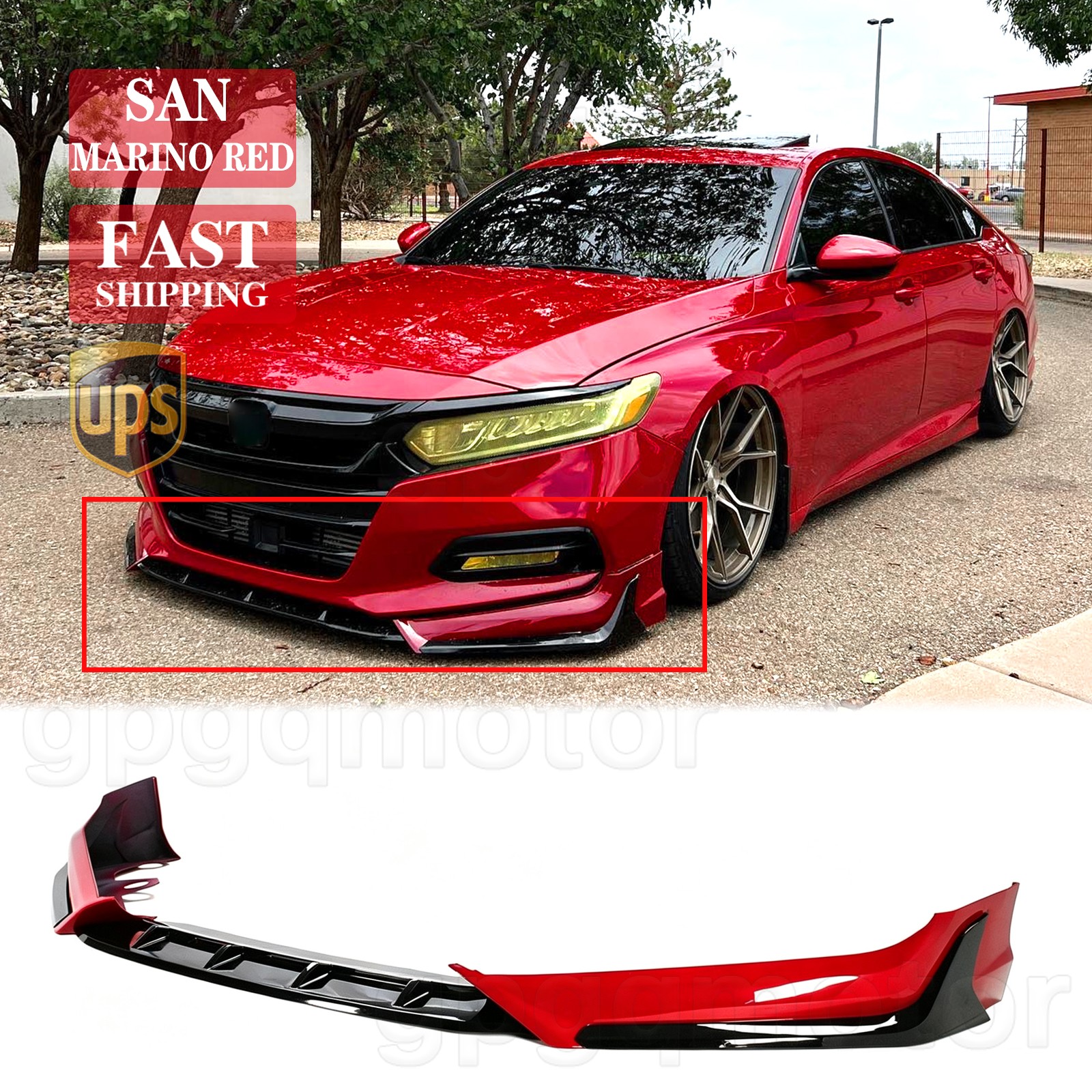 For Honda Accord 2018-20 ACR Style San Marino Red Front Bumper Lip Splitter Kit