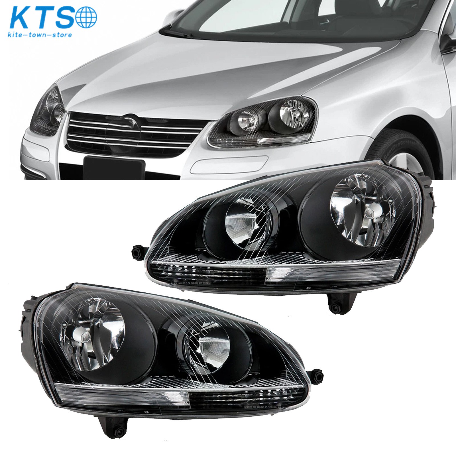 Black For Volkswagen Jetta GTI/Jetta/Rabbit  2006 2007 2008 2009 Headlights
