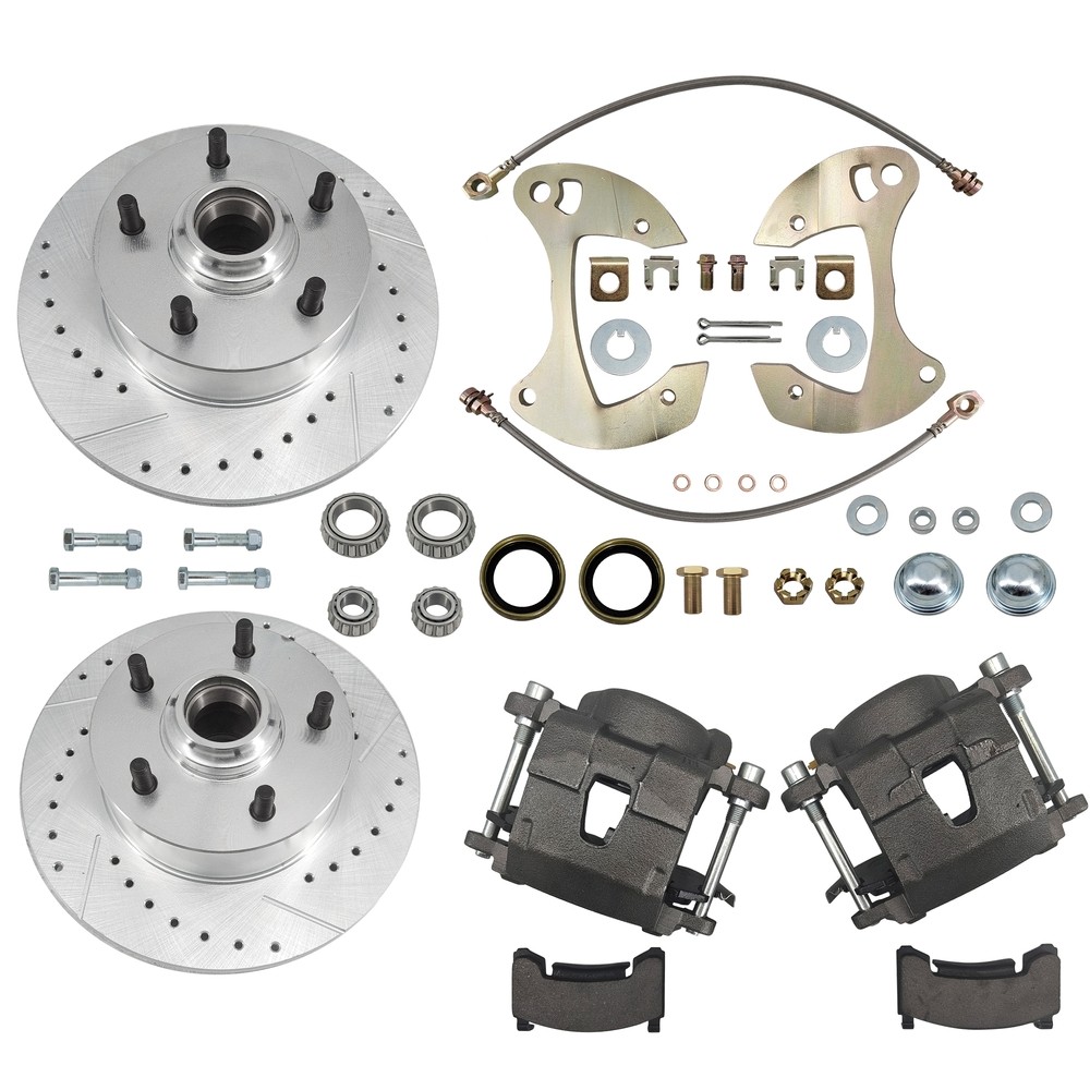 For 1955-57/59-64 Chevy Full-size Car New Front Brake Kit Deluxe Drilled/Slotted