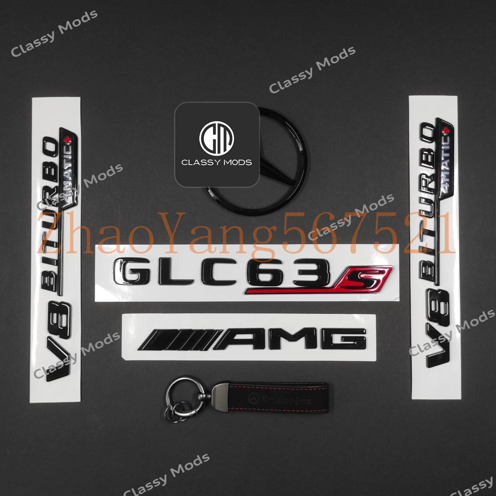 Mercedes GLC63s AMG X253 SUV Emblem Badge Combo SET Gloss Black Mercedes GLC63s AMG X253 SUV Emblem Badge Combo SET Gloss Black