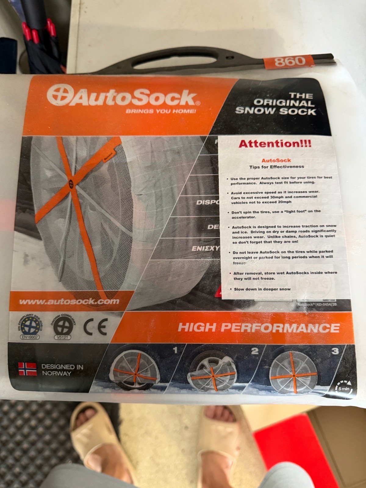 AutoSock HP860 Snow Socks Tire Traction — New Unused Pair (Model X Fit)