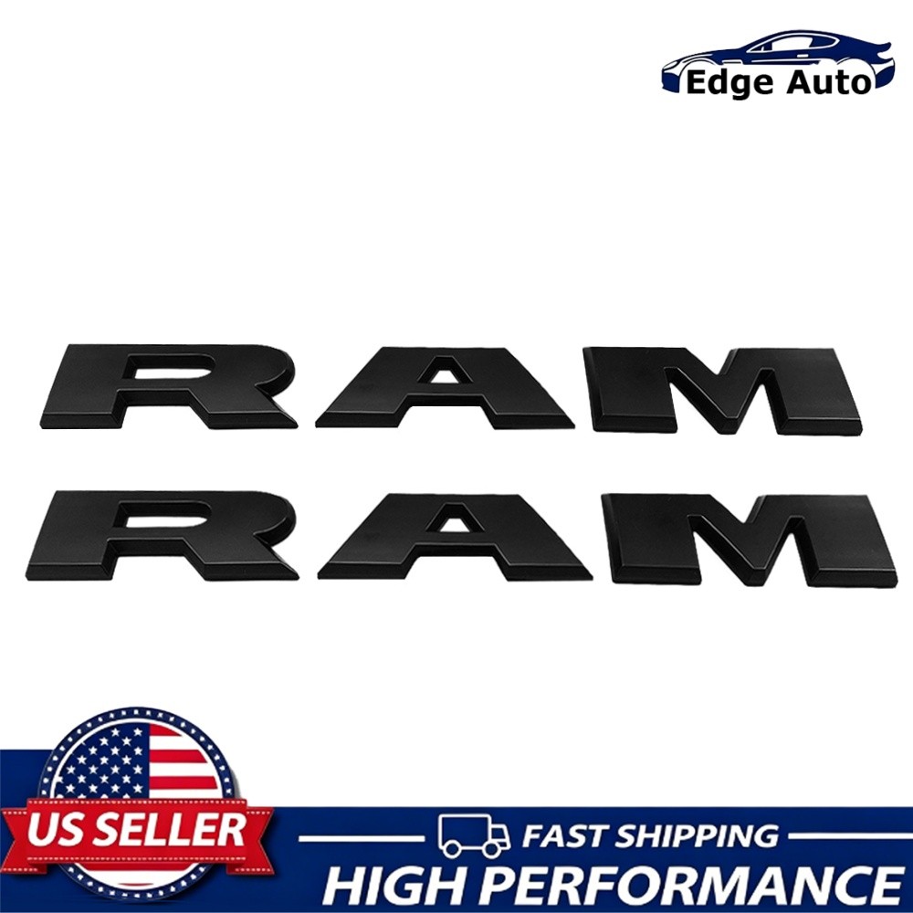 2Pcs Set Matte Black Door Side Letter Emblem For 2019-2026 Ram 1500 68309785AB 2Pcs Set Matte Black Door Side Letter Emblem For 2019-2026 Ram 1500 68309785AB
