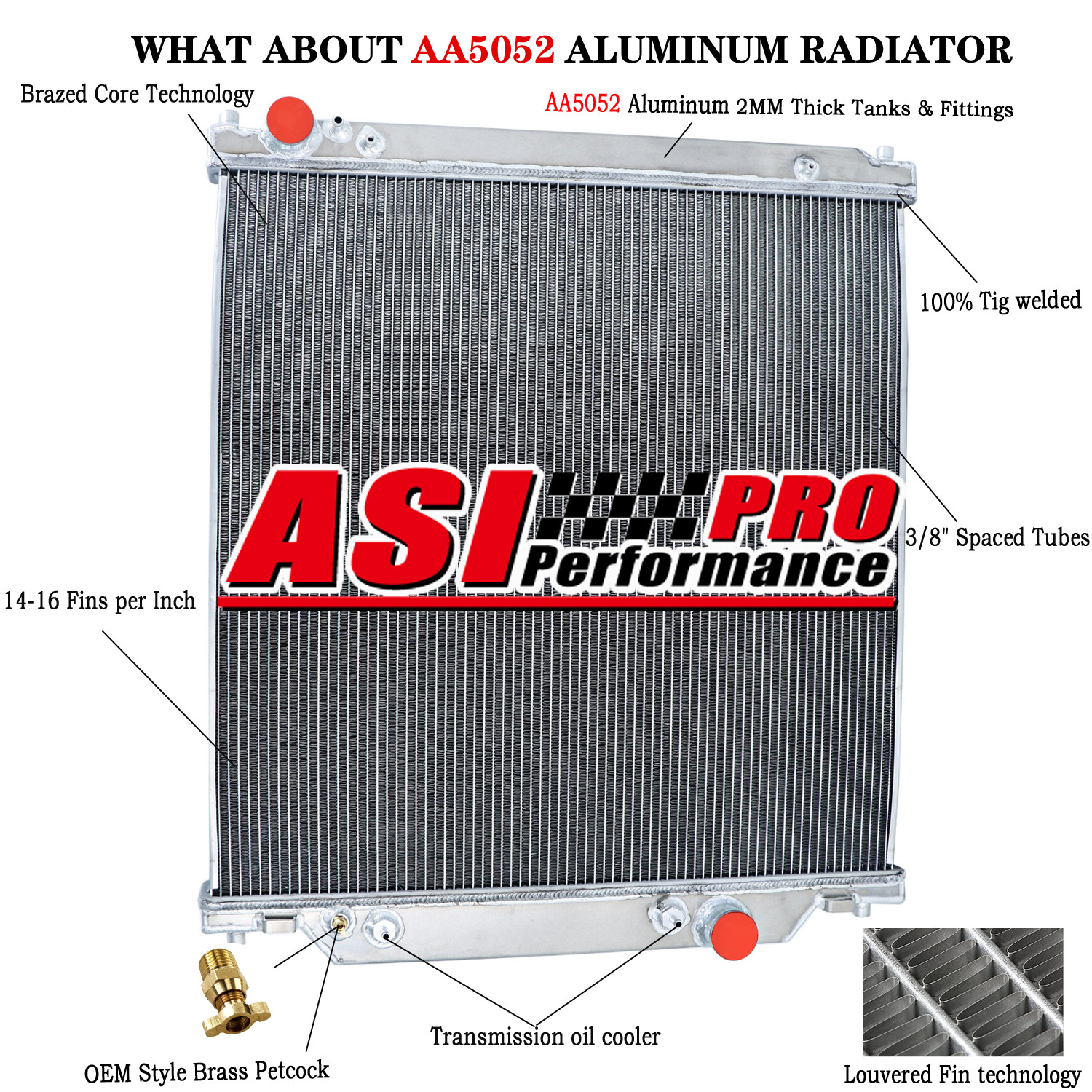 4 Row Aluminum Radiator fit 2003-2007 Ford F250 F350, F350 F450 6.0L Powerstroke