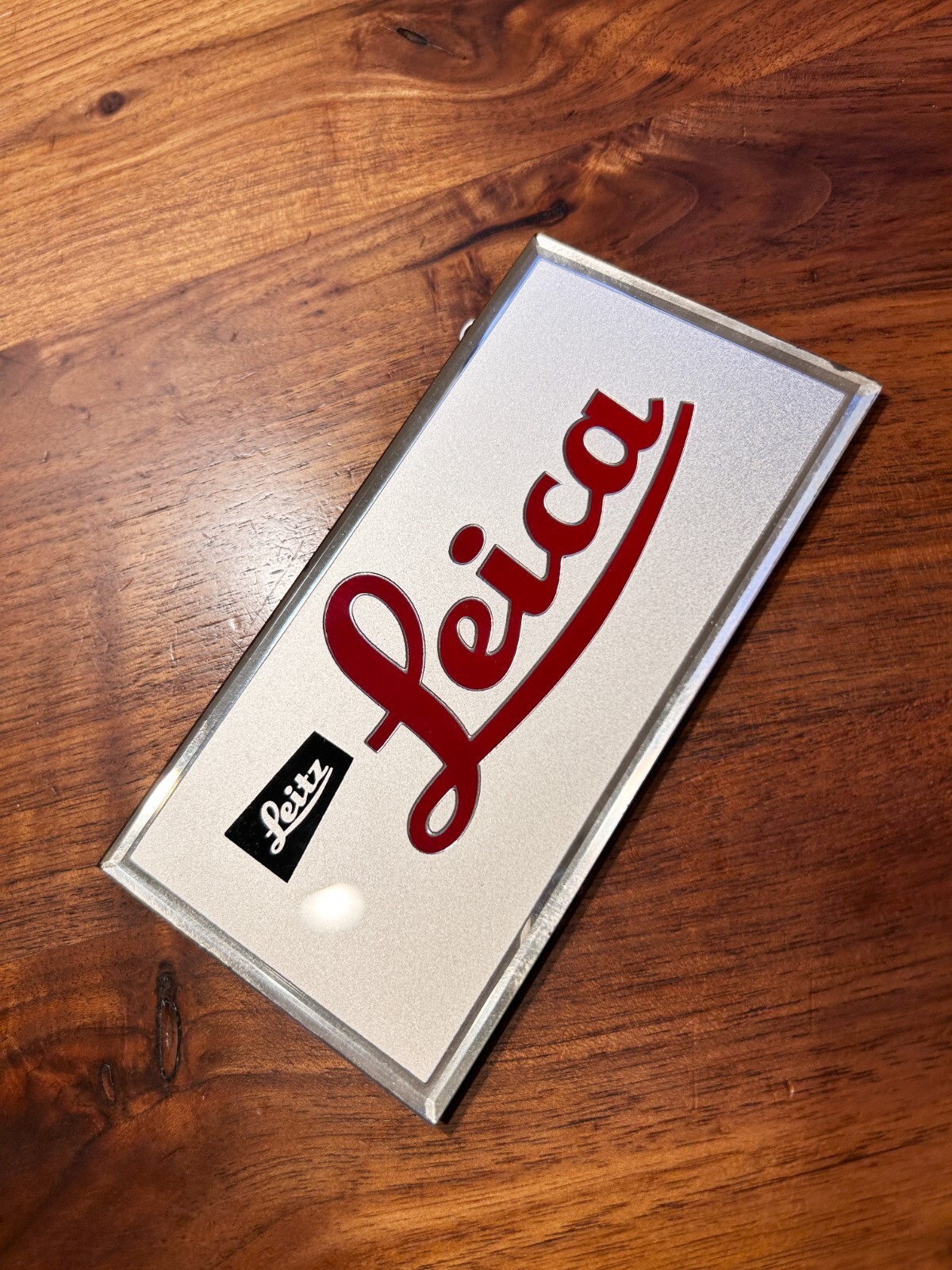 RARE 1950s Vintage Leica Glass plated Dealer stand Leitz Leather Backed