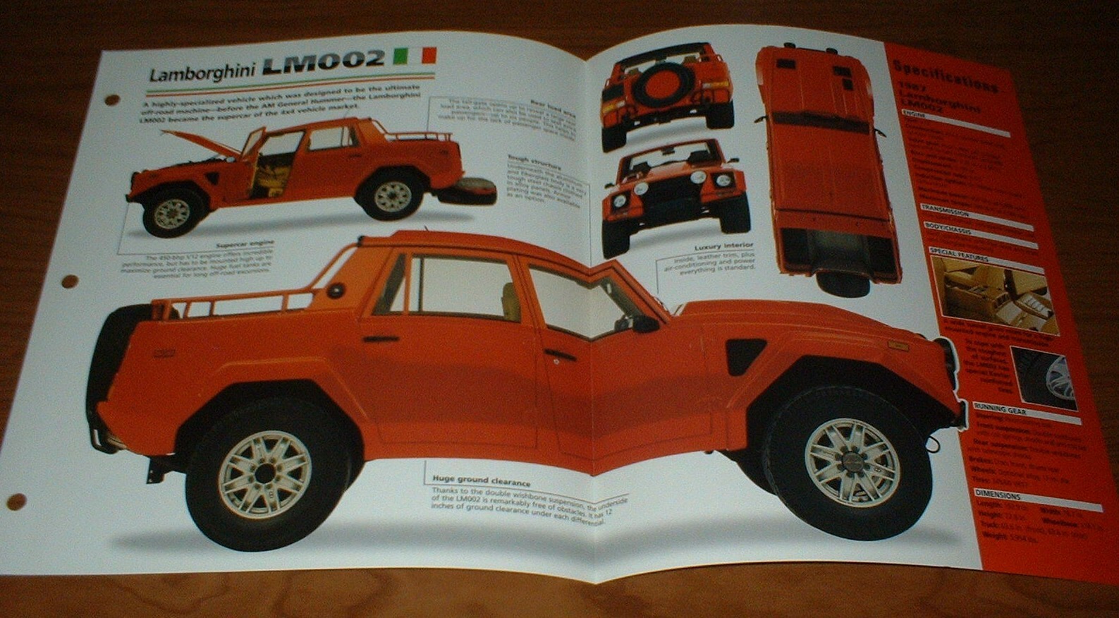 1987 Lamborghini LM002 Spec Sheet Brochure Info Pamphlet 85-93 Rambo Lambo