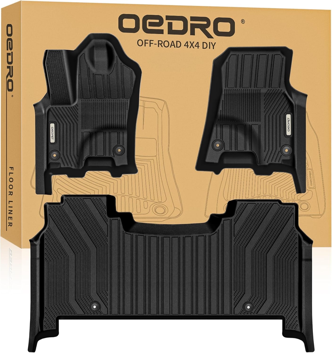 OEDRO TPE Floor Mats for 2025-2026 RAM 1500 Crew Cab Floor Liners All Weather