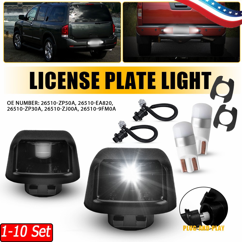 1-10x Truck SUV Rear License Housing With Bulb Harness For Nissan Armada 08-15