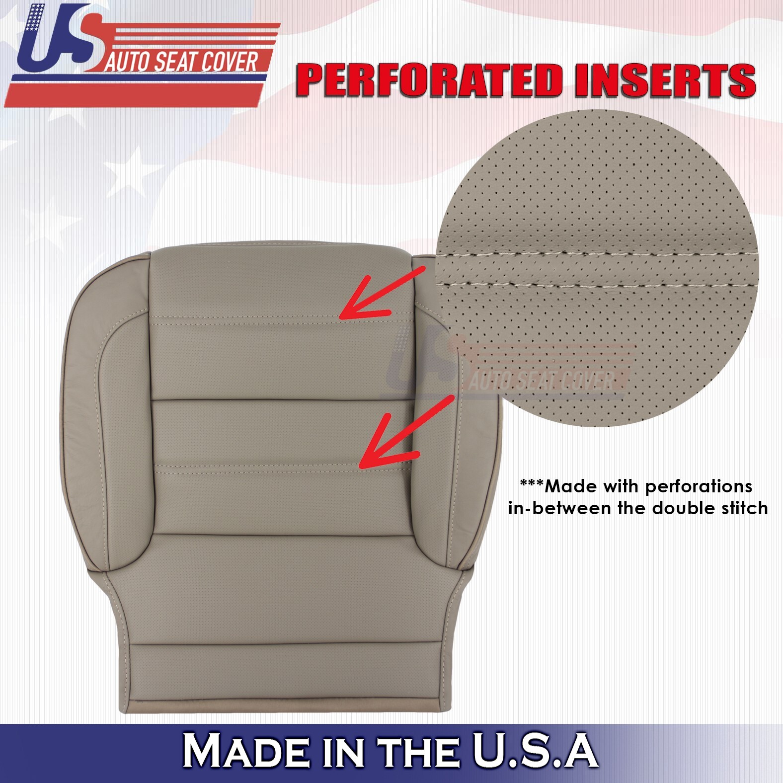 2014 to 2019 For GMC Sierra Denali Driver Bottom Leather Seat Cover Tan