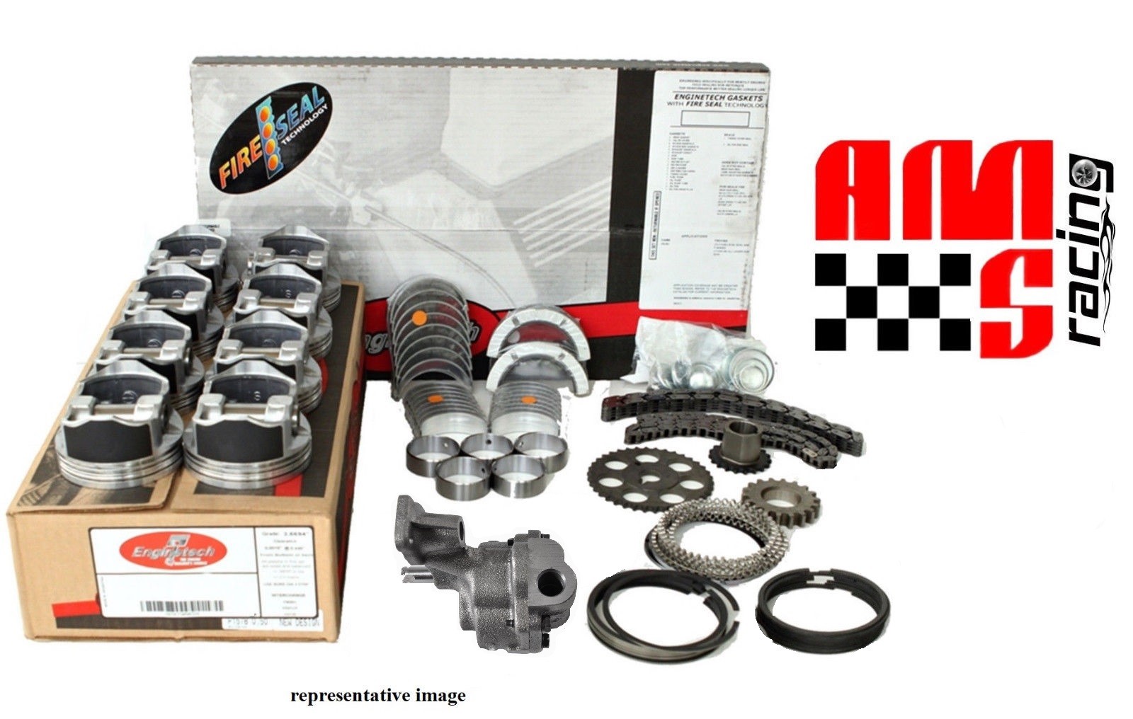 Stage 1 Engine Rebuild Kit w Flat Top Pistons for 1967-1985 Chevrolet 350 5.7L