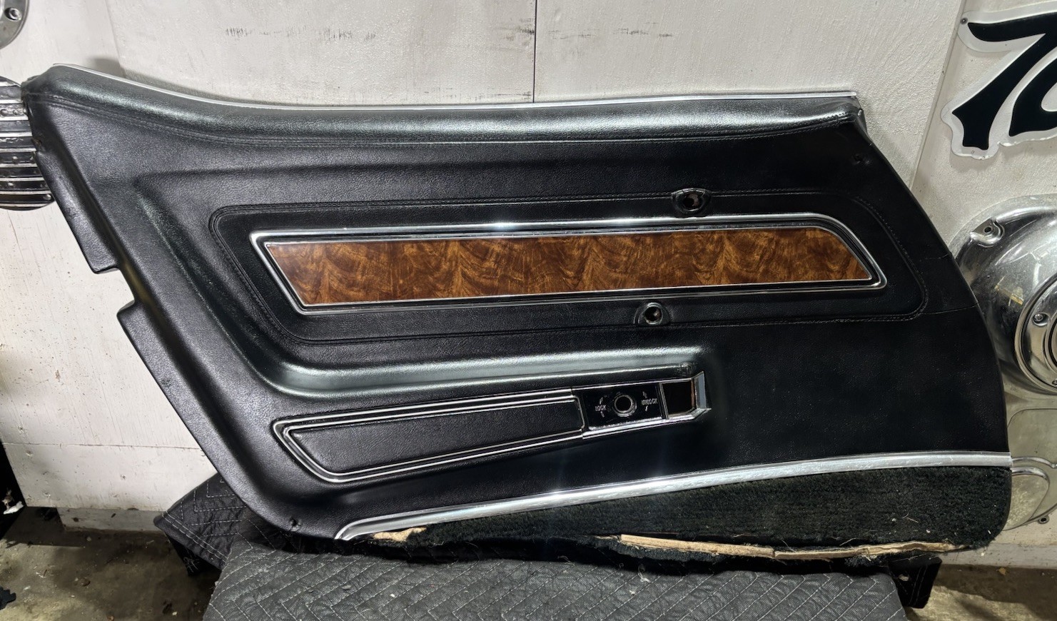 Door Panel Deluxe Black Driver LH 1970-1976 C3 Chevy Corvette OEM 70-76