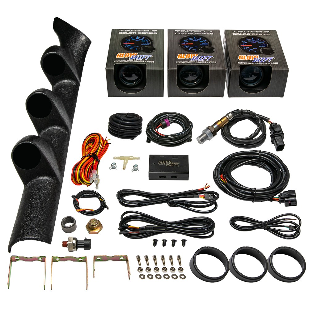 GlowShift Boost/Oil Press/Digital Wideband Gauges & Black Pod Fits 99-05 VW Golf