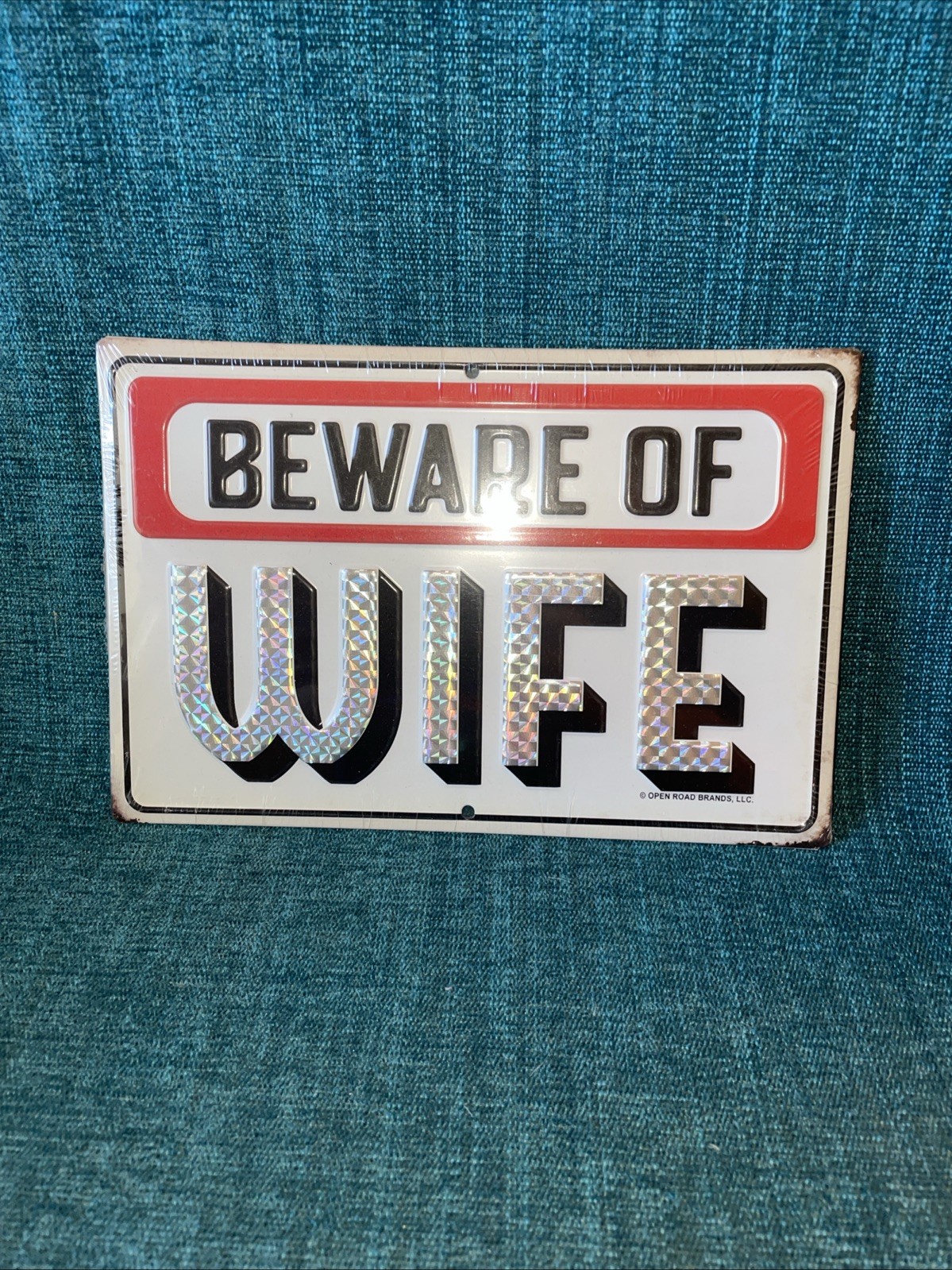 BEWARE OF WIFE Funny Metal Decor Office Garage Vintage