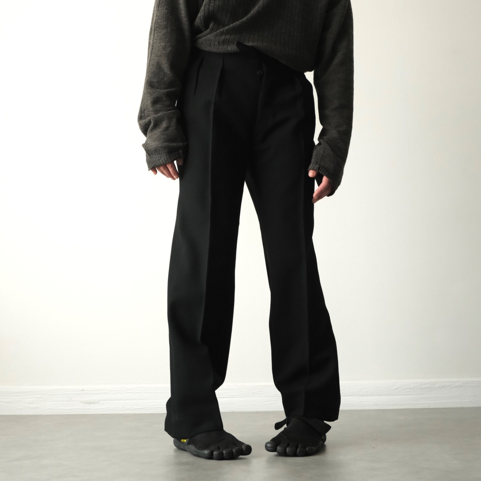 Vintage 1940s European Tailored Black Wool Trousers