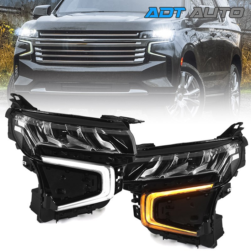 Full LED Switchback Headlight For 2021-2024 Chevy Tahoe Suburban W/ Module Bulbs