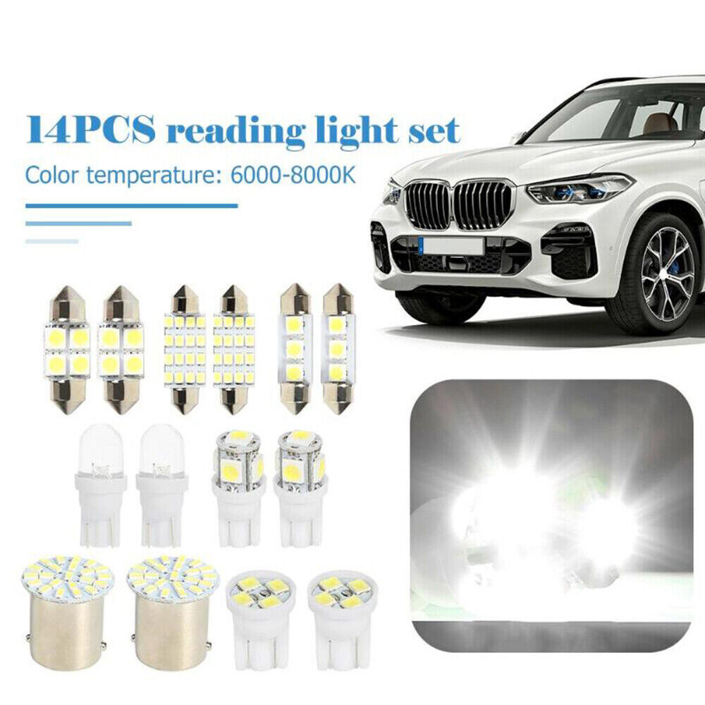 14x White Car Interior LED Light For Dome Map License Plate Lamp Accessories Kit 14x White Car Interior LED Light For Dome Map License Plate Lamp Accessories Kit