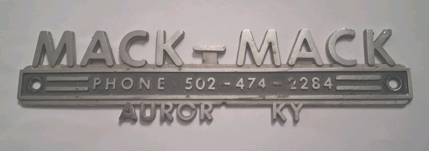 Vintage Mack Mack Metal Nameplate Emblem 