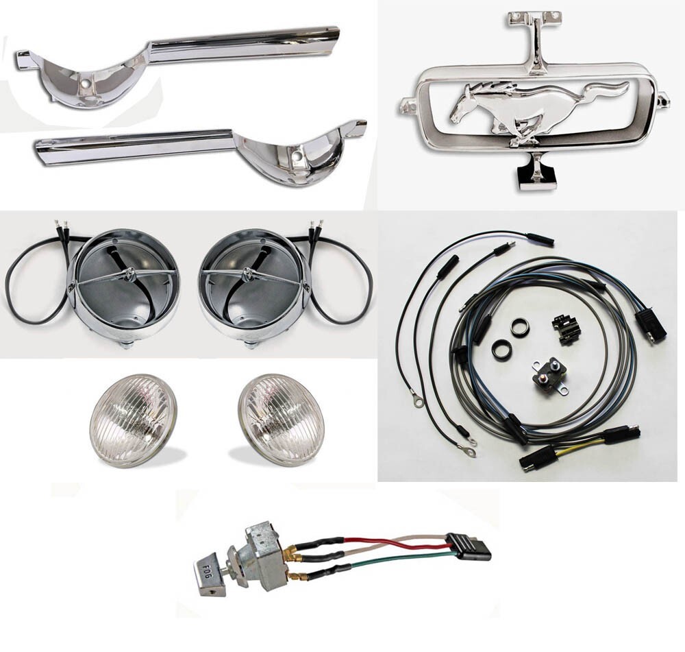 New 1965 Ford MUSTANG GT Fog Light Kit w/ Switch, Bulbs,  Horse & Corral,