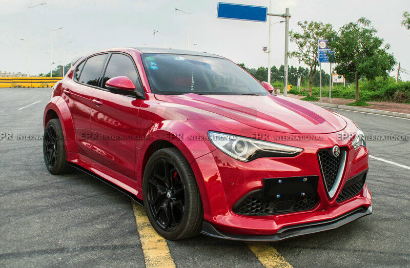 For ALFA Stelvio S Style Carbon Fiber Side skirt with extension addon diffuser