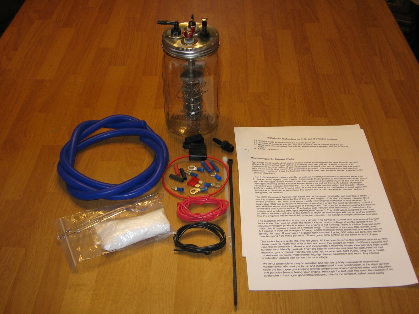 HHO 1 Cell Hydrogen Generator with Kit for 4 and 6 Cyl Gas and Diesel Engine