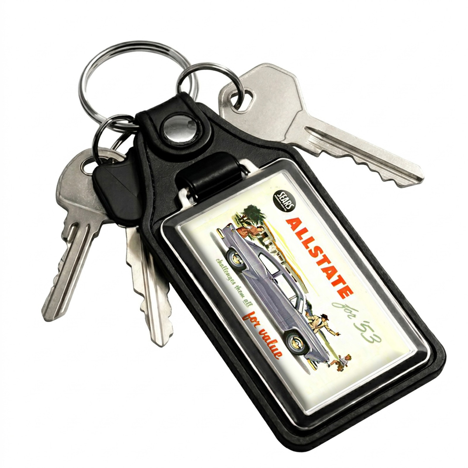 Sears And Roebuck Allstate Classic Car 1950\'s Designs Faux Leather Key Ring Sears And Roebuck Allstate Classic Car 1950\'s Designs Faux Leather Key Ring