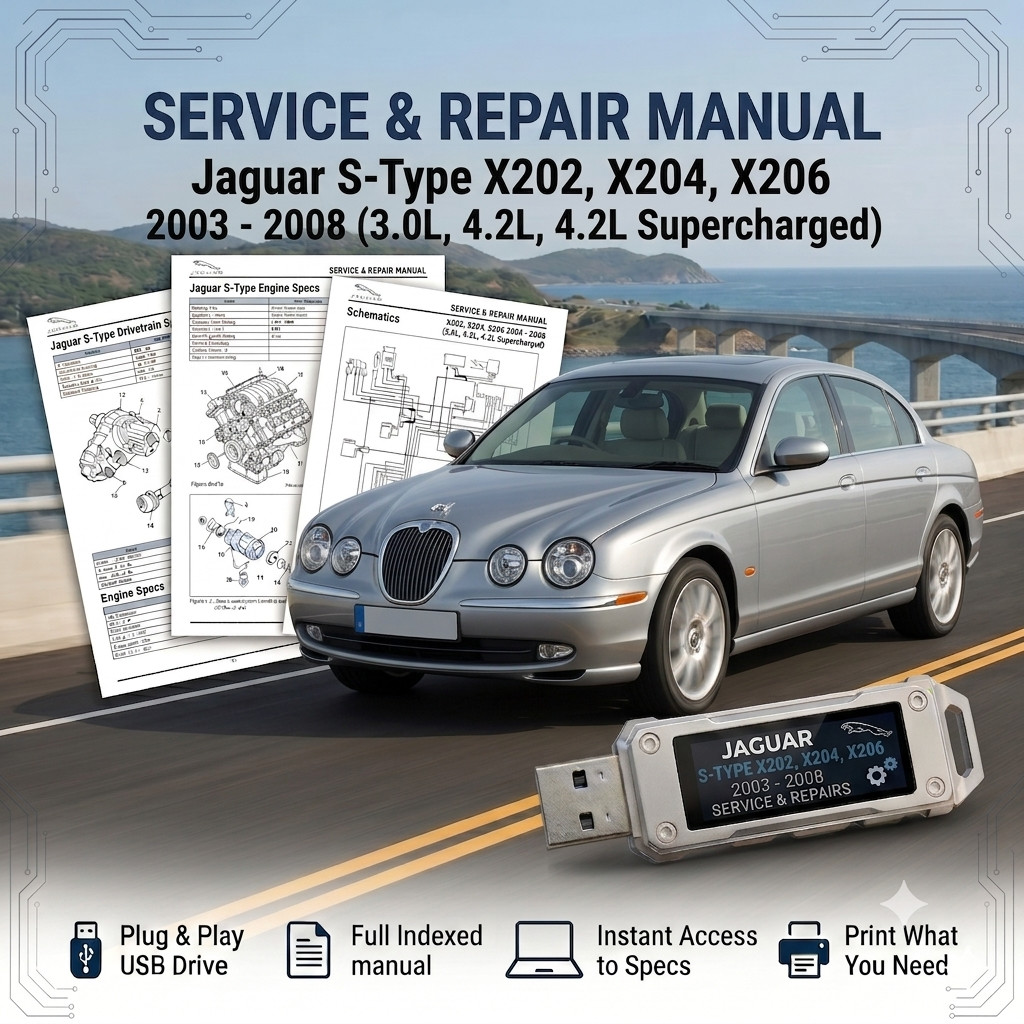 JAGUAR S-TYPE 2003 2004 2005 2006 2007 2008 SERVICE REPAIR WORKSHOP MANUAL USB