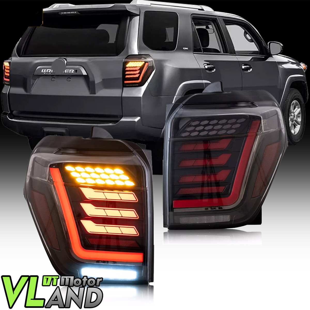 Clear Fits Toyota 4Runner 2010-2024 LED Tail Light Assembly Set Sequential Pair