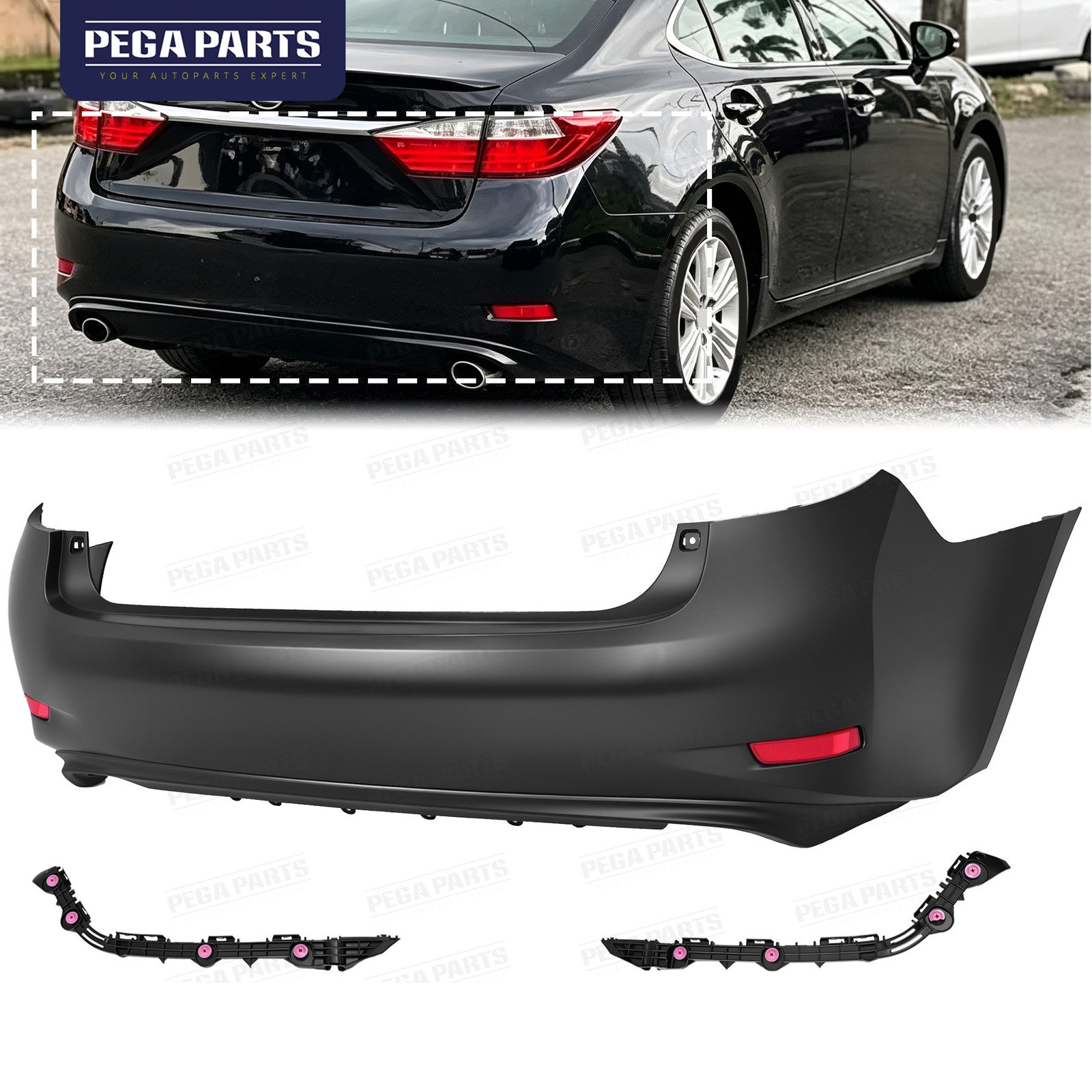For 2013 2014 2015 Lexus ES350 Rear Bumper Cover Fascia w/o Sensor Holes Primed