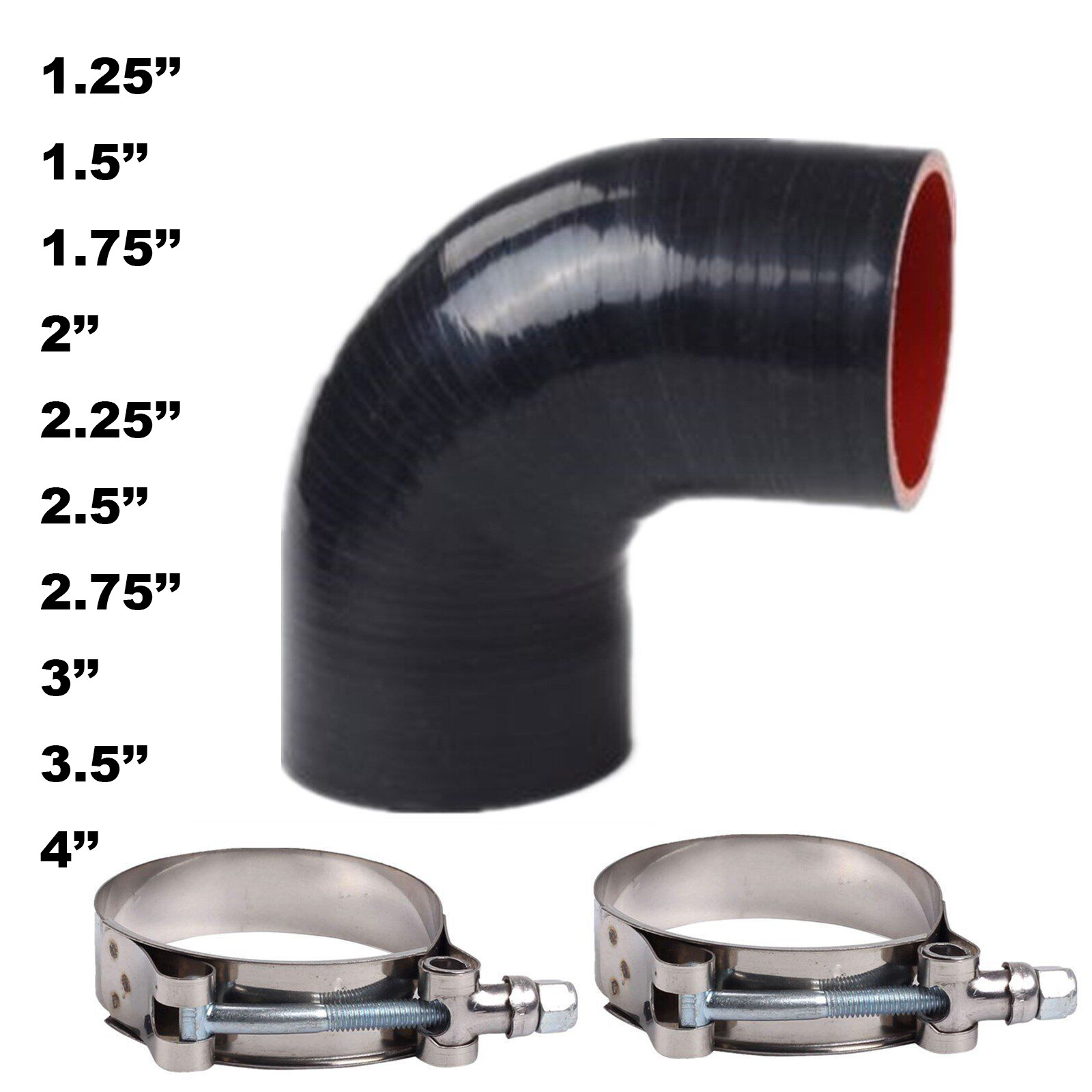 90 Degree Elbow Silicone Hose/Intake/Intercooler Pipe Turbo Coupler + Clamps