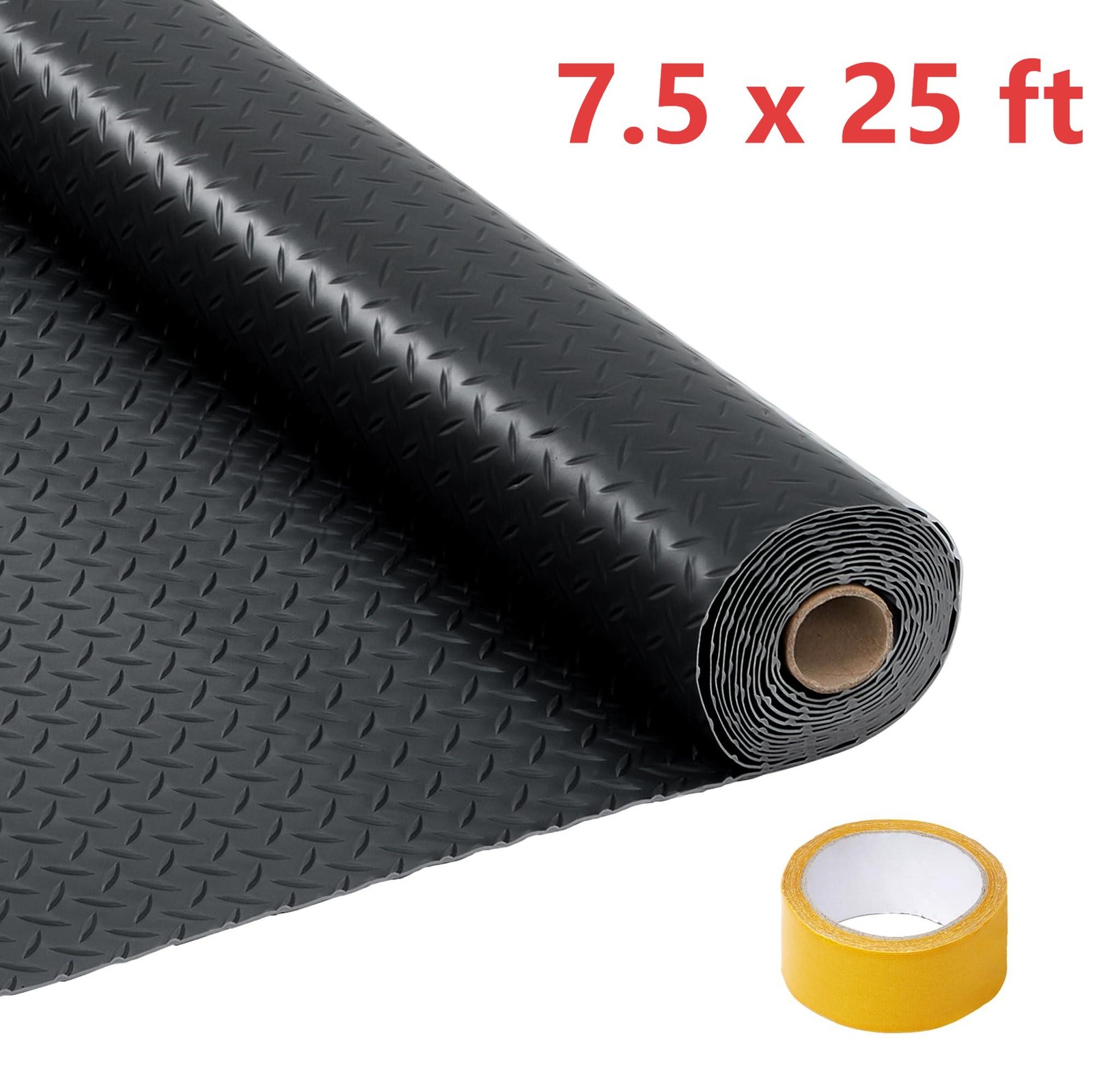 GRAVEE 7.5X25ft Diamond-Plate PVC Flooring Roll 2.8mm Thick Garage Mat Non-Slip