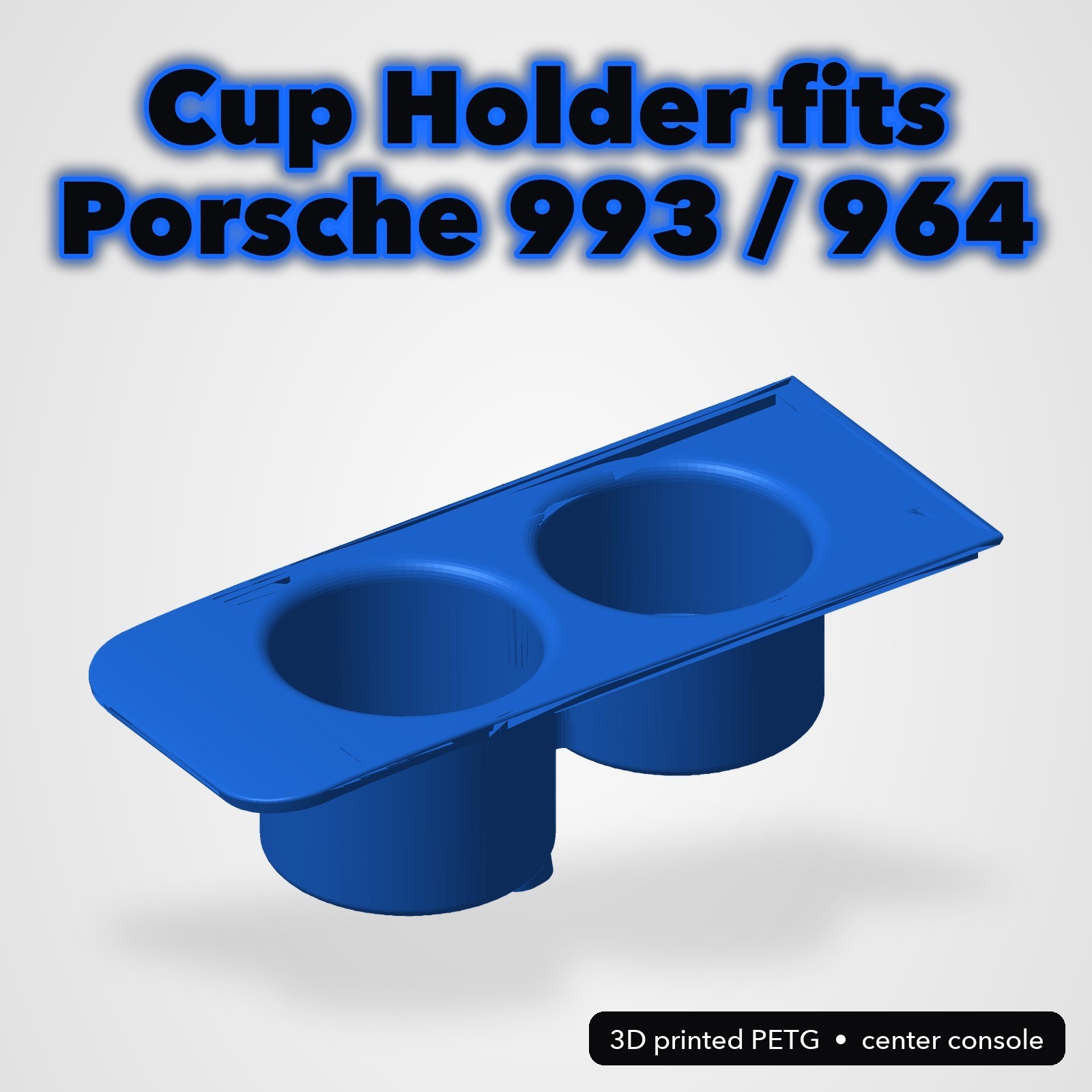 Center Console Cup Holder fits Porsche 911 993 964 Carrera 3D Printed Black