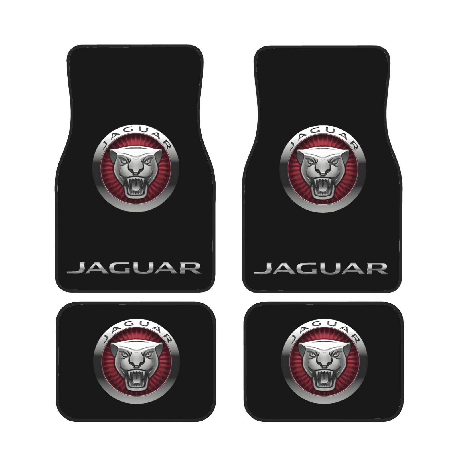 4 Piece Jaguar Car Front & Rear Floor Mat Set Non-Slip Carpet Mats