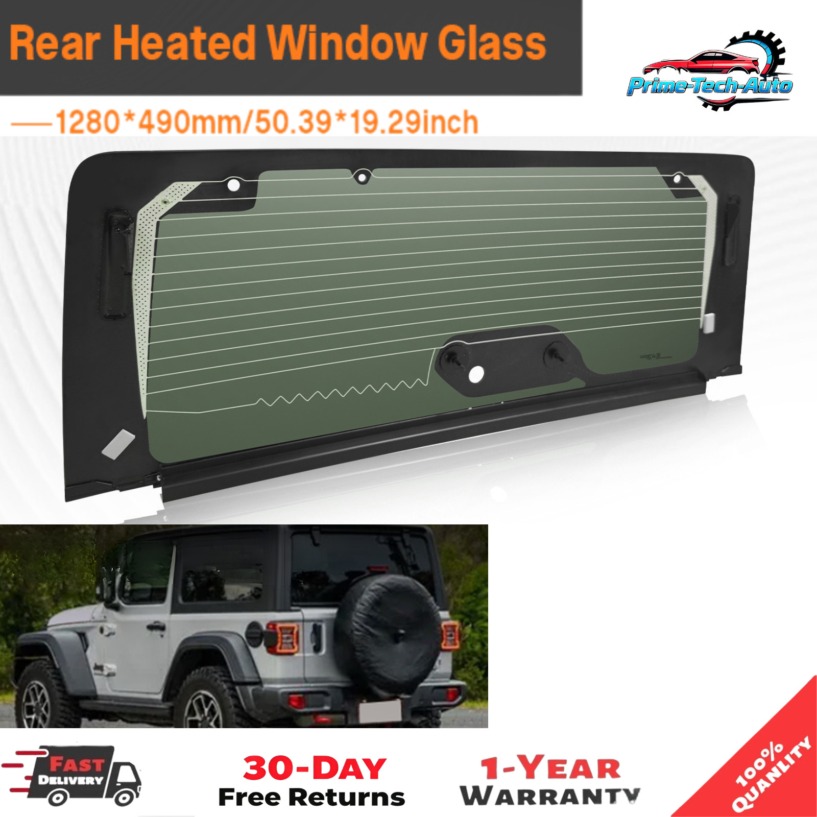 Rear Tailgate Window Glass For 2019-2025 Jeep Wrangler Heated (with defroster)