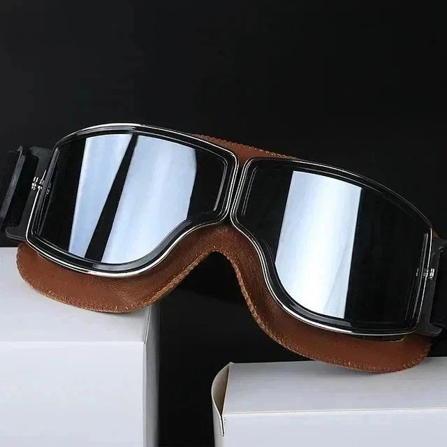 New Motorcycle Goggles Fit Over Glasses For Men Vintage Leather Riding Glasses**