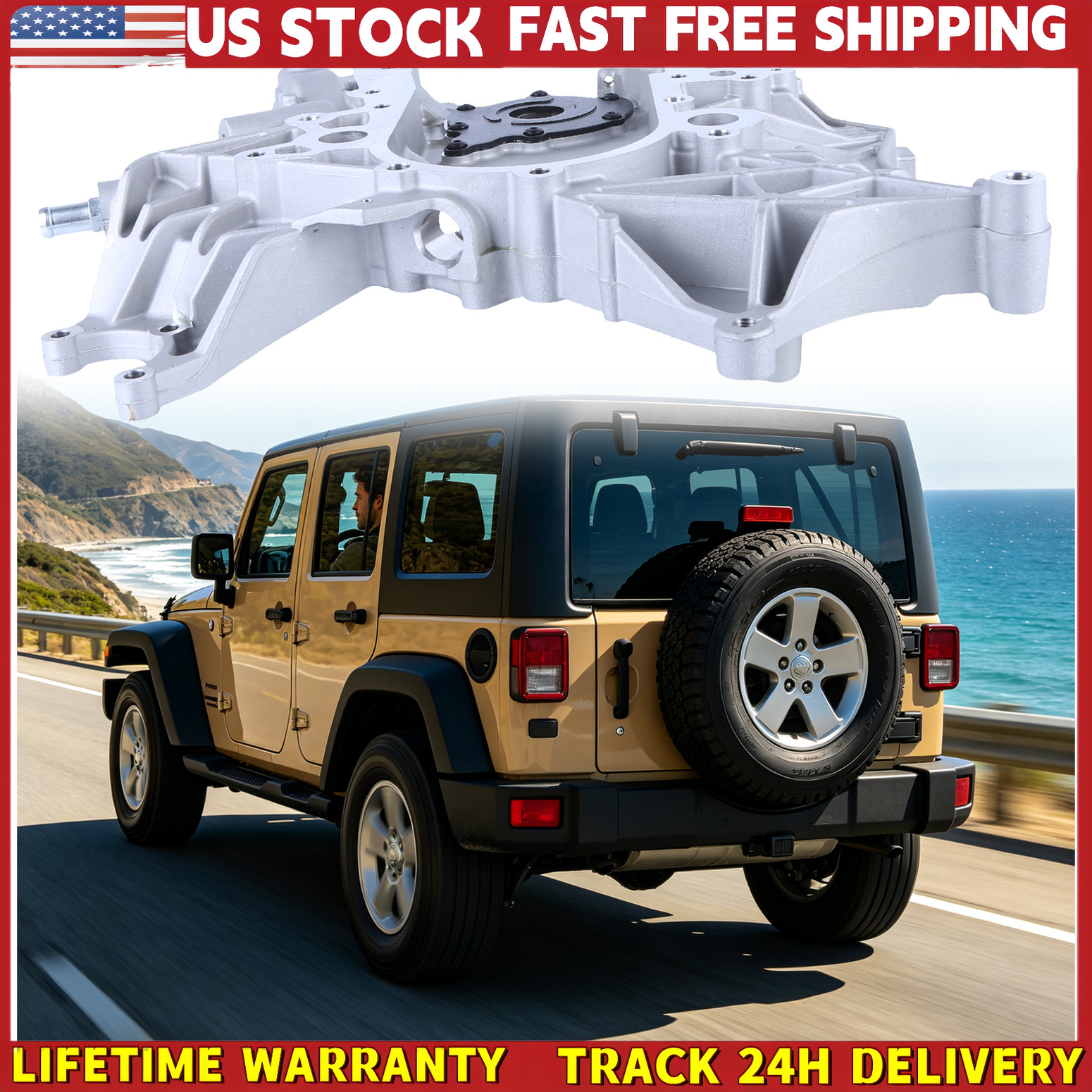 1x New Timing Cover Oil Pump for 07-11 Jeep Wrangler JK JKU 3.8L V6 68003438AC