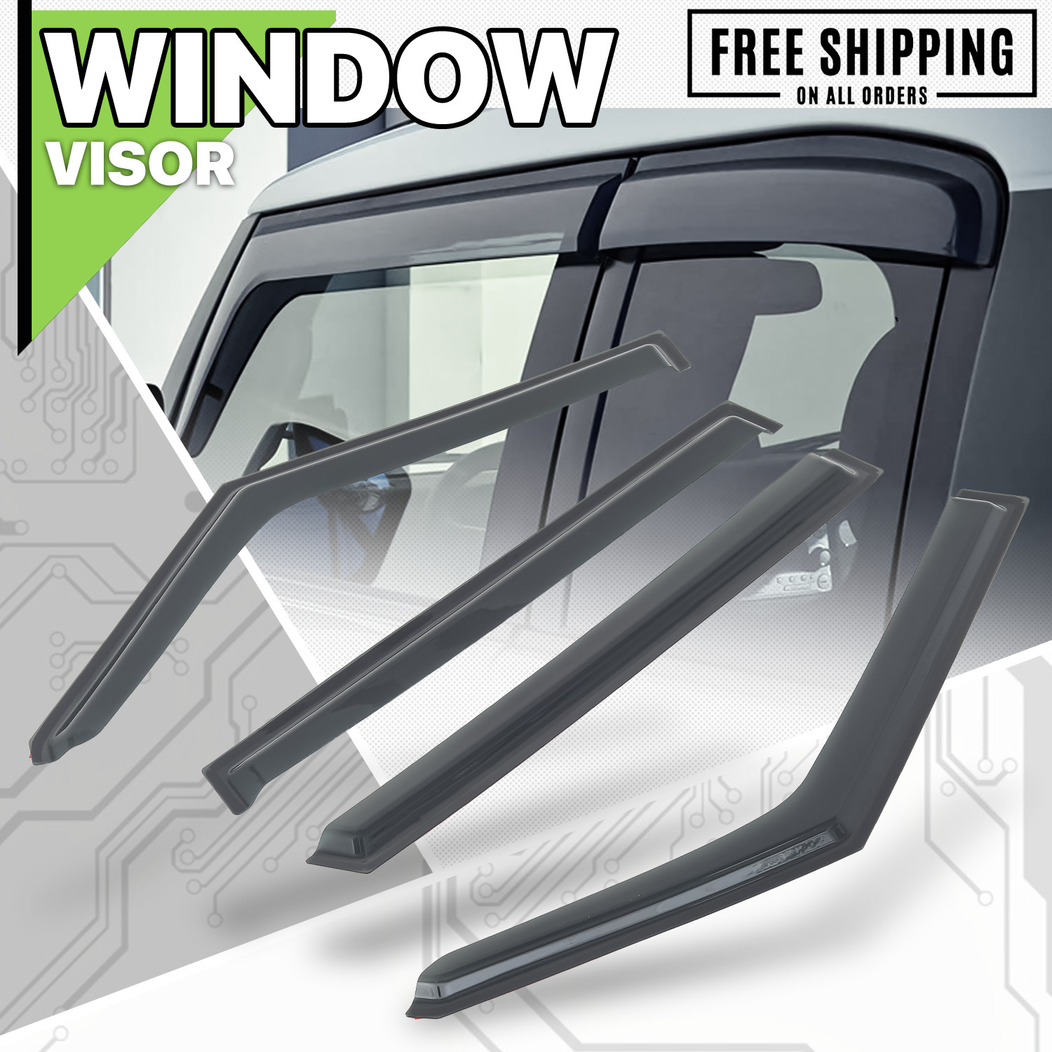 Tape-On Window Visor Shade Vent Wind Rain Deflector Guard fit 10-13 Kia Soul Am Tape-On Window Visor Shade Vent Wind Rain Deflector Guard fit 10-13 Kia Soul Am