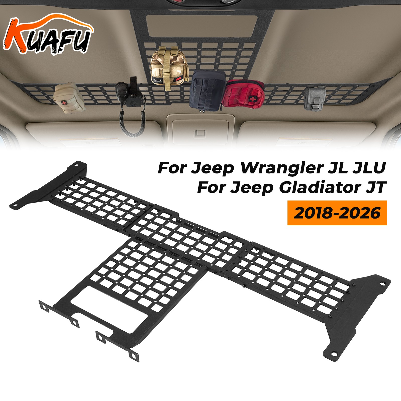 For Jeep Wrangler JL JLU Gladiator JT 18-2026 Overhead Molle Panel Roof Rack