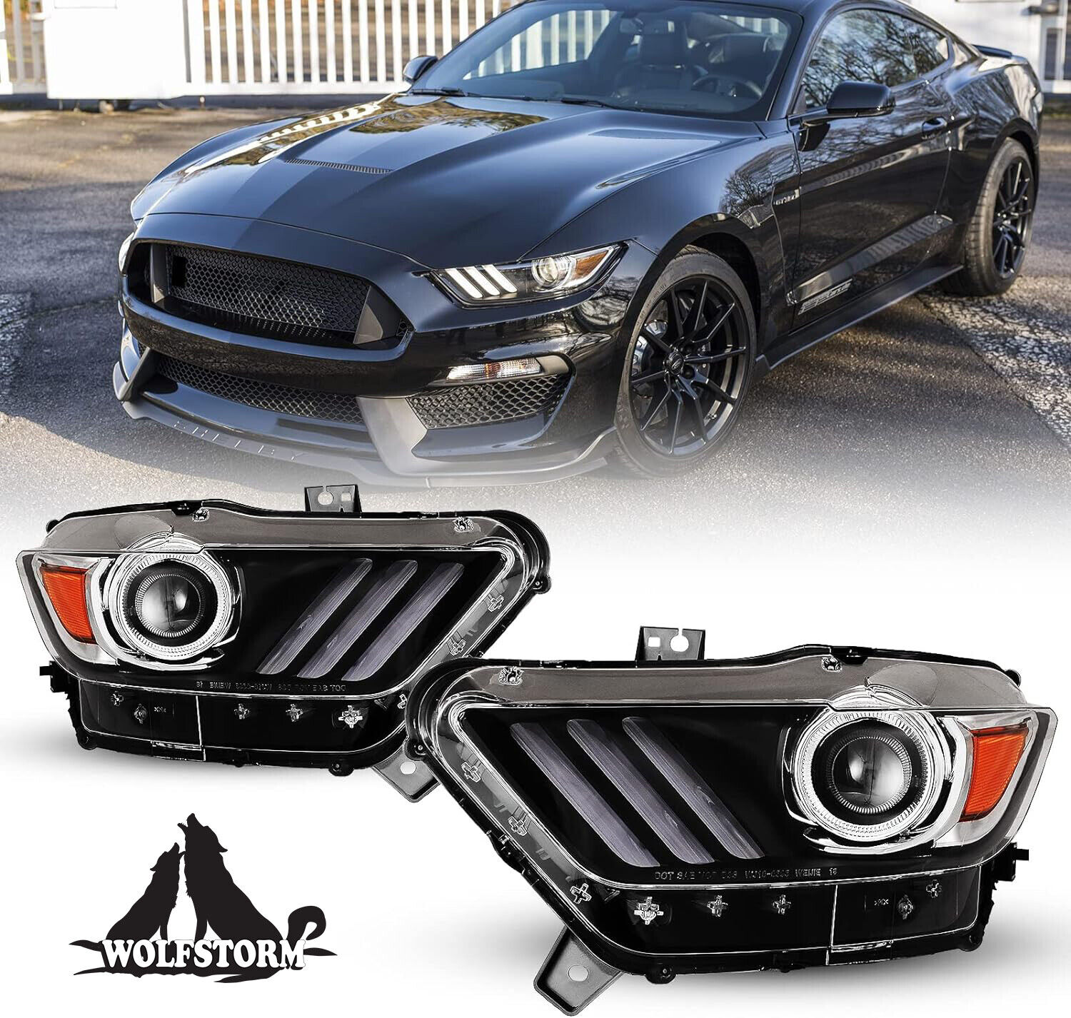 Headlights For 2015-2017 Ford Mustang Coupe & Convertible/16-20 Shelby GT350 L+R