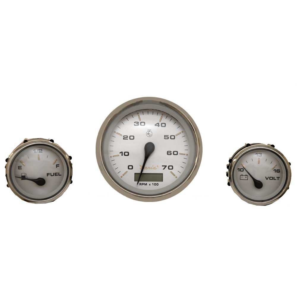 Faria Boat Gauge Set KTF020B | Kronos Silver Rinker (Set of 3)