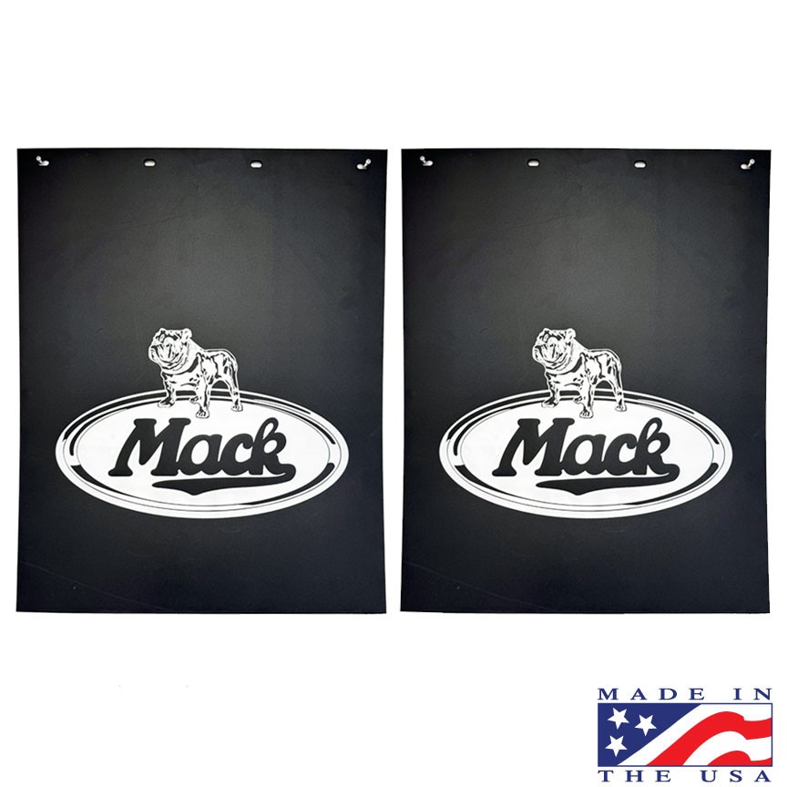 Mack Mud Flaps Poly  24” X 30” MACK Bulldog Logo (pair) Black