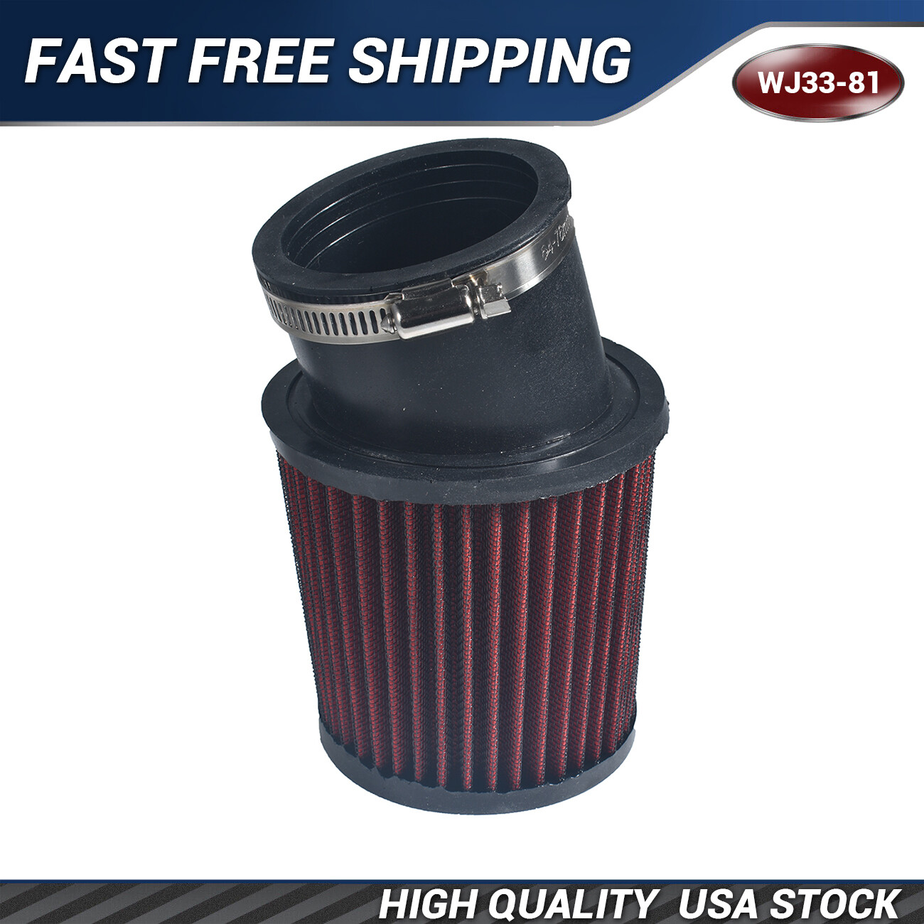 Red 62mm Air Filter Pod Bend Inlet For Motorcycle Scooter ATV Dirt Bike