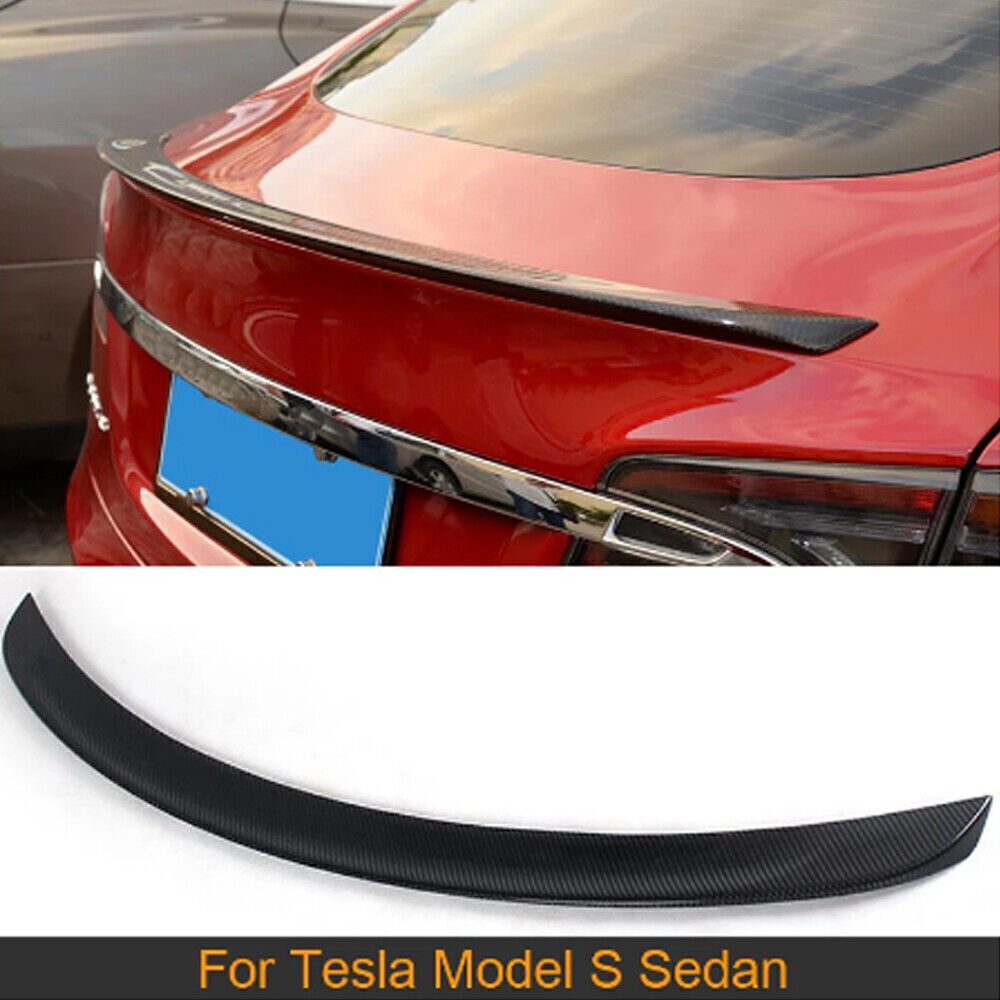 For 2012-2020 Tesla Model S Sedan Real Carbon Fiber Rear Trunk Spoiler Lip