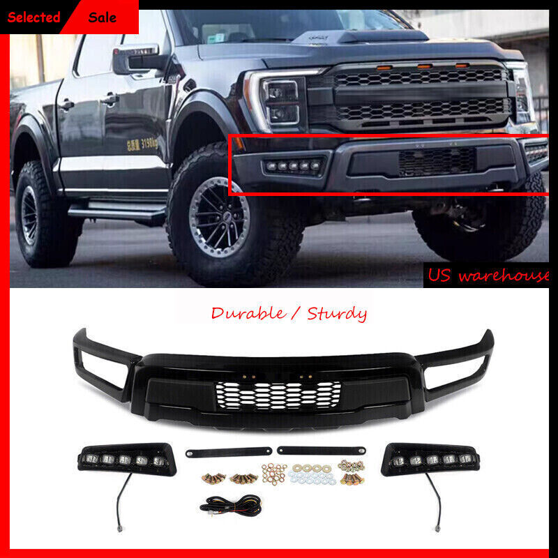 Front Bumper Kits For 2021 2022 2023 Ford F150 F-150 Raptor Style W/LED Lights